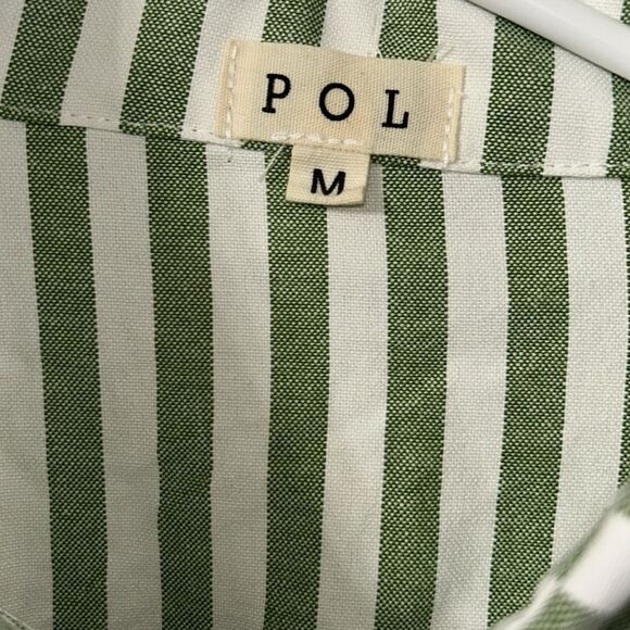 POL Stripe Color block Button Up Distressed Cut Out Shoulder Shirt(Size Medium) - Picture 3 of 5